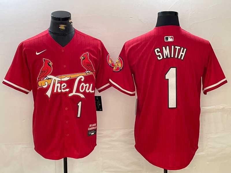 Mens St Louis Cardinals #1 Ozzie Smith Red 2024 City Connect Limited Stitched Baseball Jersey